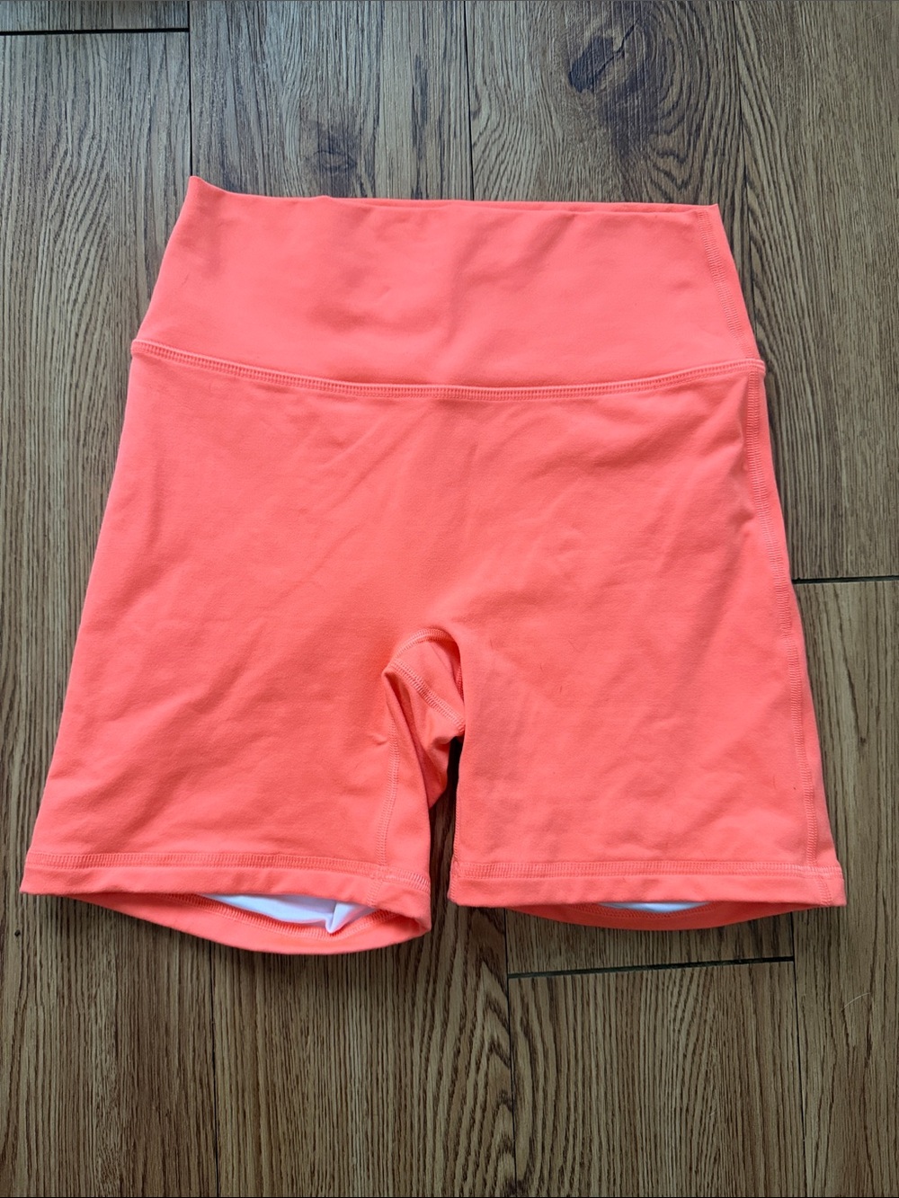 Fleo High-Waist Coral-Orange Bike Shorts